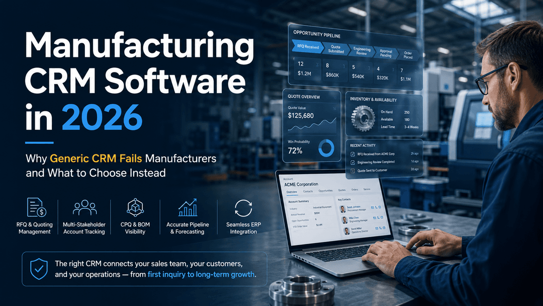 Manufacturing CRM Software in 2026. Why Generic CRM Fails Manufacturers and What to Choose Instead.